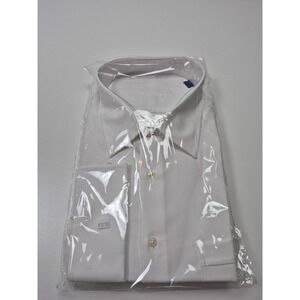 Enzone Dress Shirt Mens 18.5 36/37 White Solid Twill Point Collar Long Sleeve